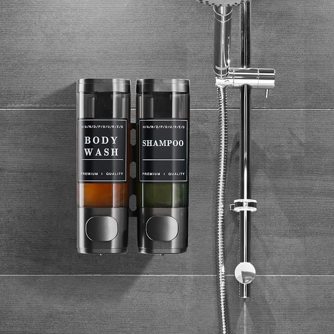 2-Chamber Wall-Mounted Shower Soap Dispenser - Image 4