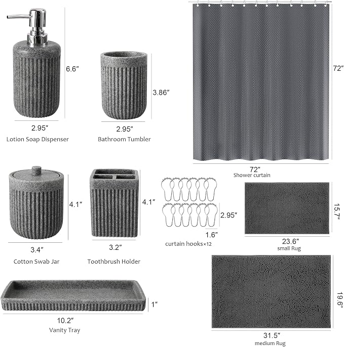 8-Piece Grey Bathroom Sets - Image 7