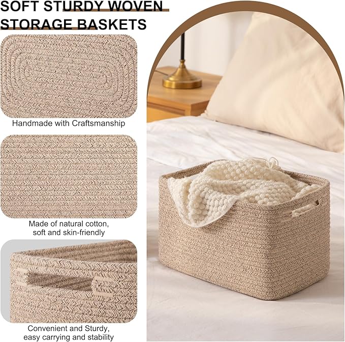 Storage Baskets for Organizing, Woven Decorative Baskets for Shelves - Image 3