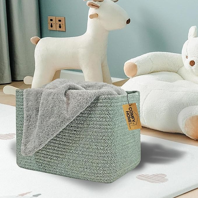 COMFY-HOMI Square Woven Cotton Rope Basket - Image 3
