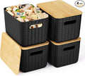 4 Packs Storage Bins with Bamboo Lids by OHMLOVE