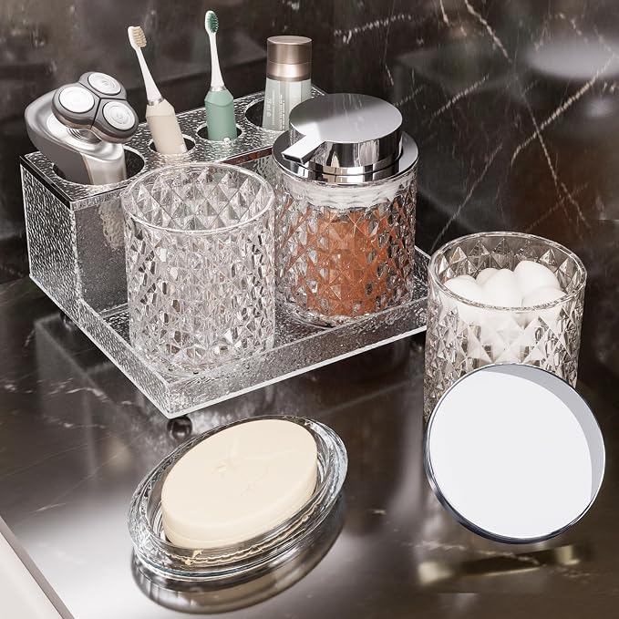 Glass Bathroom Accessories Set 5Pcs Crystal - Image 8