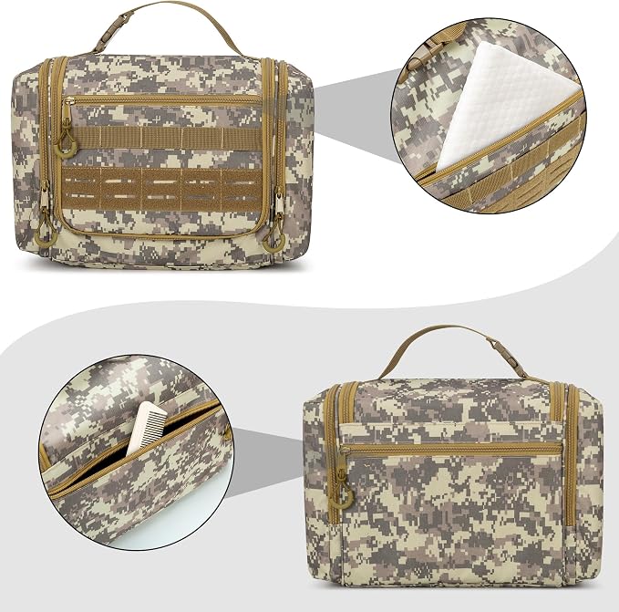 Tactical Toiletry Travel Bag for Men, Hanging Dopp Kit Hygiene Bag Shower - Image 4