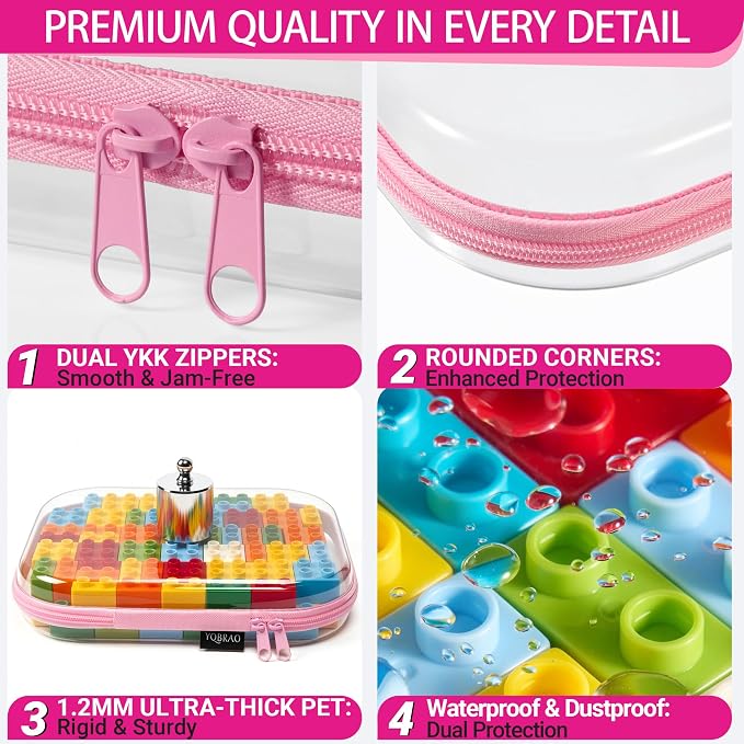 YQBRA 3 Pack Clear Hard Shell Zipper Case, See-Through Hard Plastic Organizer - Image 5