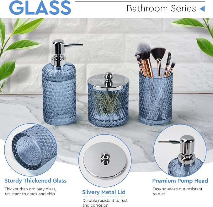 Bathroom Accessories Set, Toothbrush Holder, Qtip Holder Dispenser & Resin - Image 3
