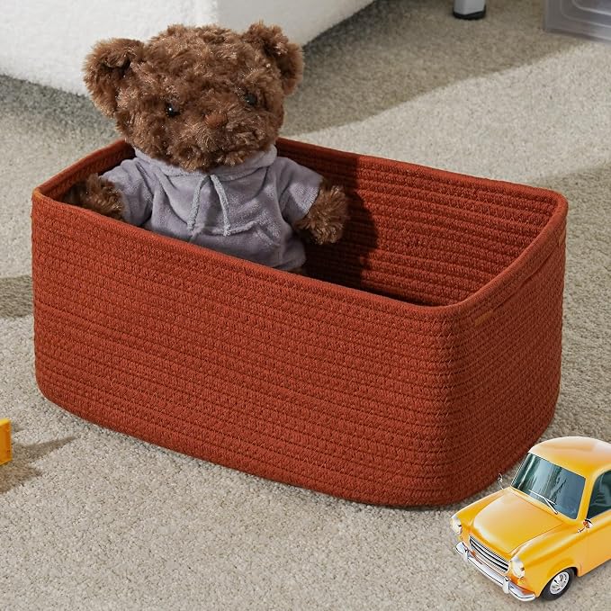 3-Pack Storage Baskets for Organizing | Woven Shelf Toy Basket | Rope Baskets - Image 5