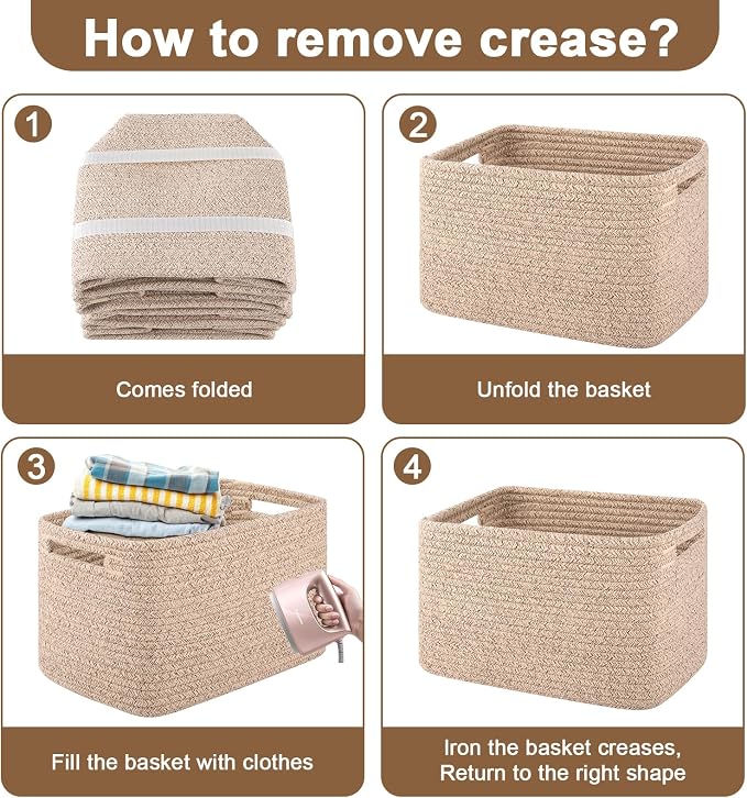 Storage Baskets for Organizing, Woven Decorative Baskets for Shelves - Image 7