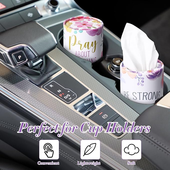 Outus 12 Pcs Floral Christian Car Tissues Cylinder Holder - Image 4