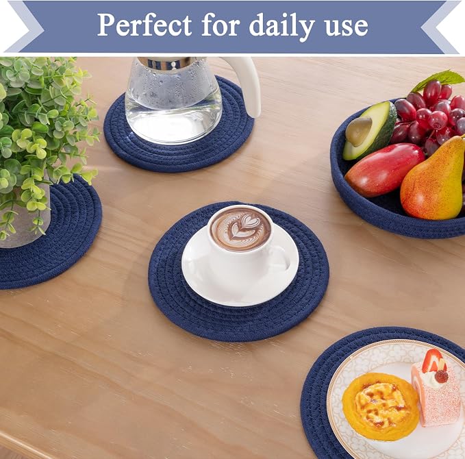 SHACOS 8 Inches Trivets for Hot Dishes, 4 Pieces Cotton Trivets Mats for Kitchen - Image 6