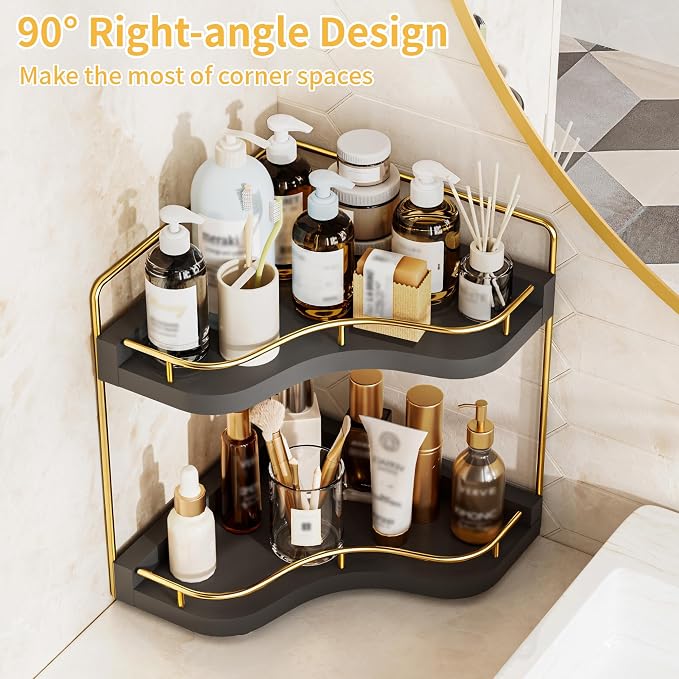 2-Tier Corner Bathroom Counter Organizer - Image 4