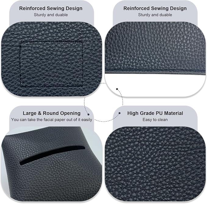 Tissue Box Cover 5X5X5'' PU Leather Tissue Holder Square Tissue Cube Box - Image 3