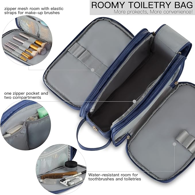 Elviros Toiletry Bag for Men, Large Travel Shaving Dopp Kit Water-resistant - Image 2