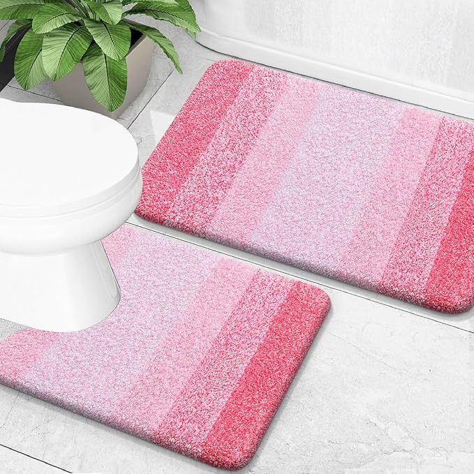 OLANLY Bathroom Rug Set 2 Piece, Soft Absorbent Microfiber Bath Mats and by OLANLY