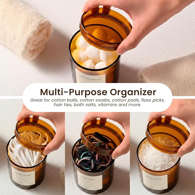 MaisoNovo Qtip Holder Bathroom Set – Airtight Glass Qtip Holder - Image 4