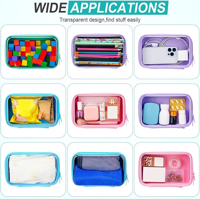 4 Pcs Hard Clear Zipper Case Hard Shell Plastic Pencil Case Large Transparent - Image 8
