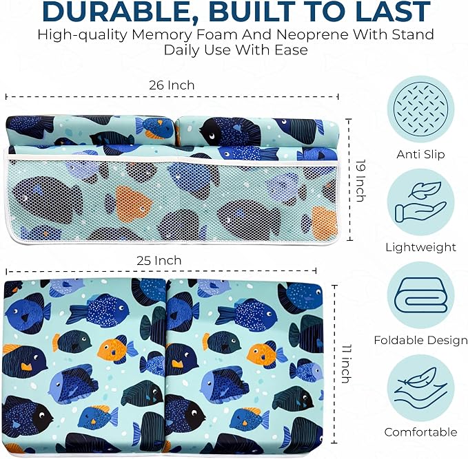 TubbieBuddies Bath Kneeler and Elbow Rest Pad Set – Fish-Themed Baby Bath - Image 8