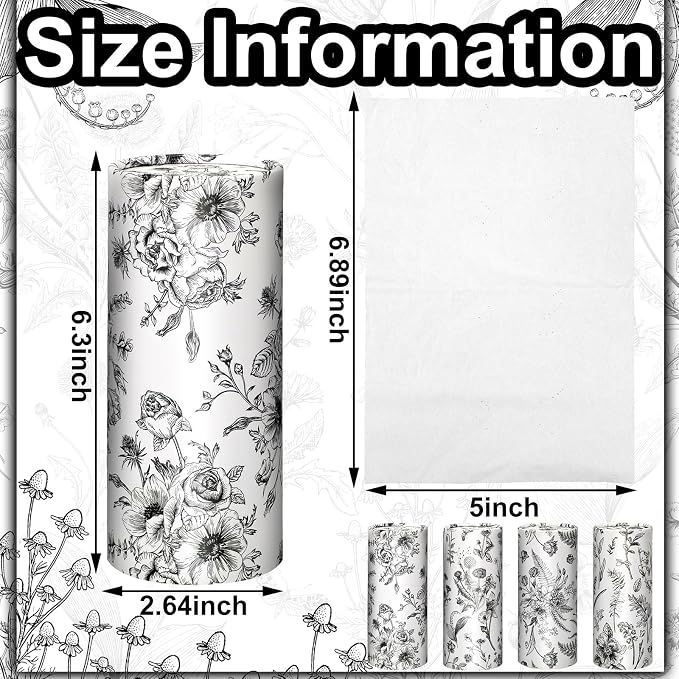 Zonon 8 Pcs Vintage Floral Round Tissues Holder Car Tissues Cylinder - Image 4