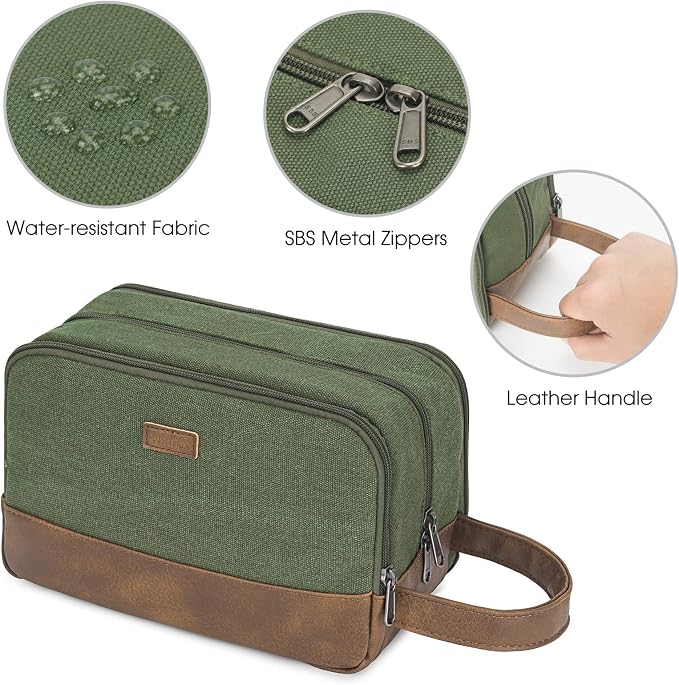 WANDF Travel Toiletry Bag for Men Large Toiletries Shaving Bag Water Resistant - Image 6