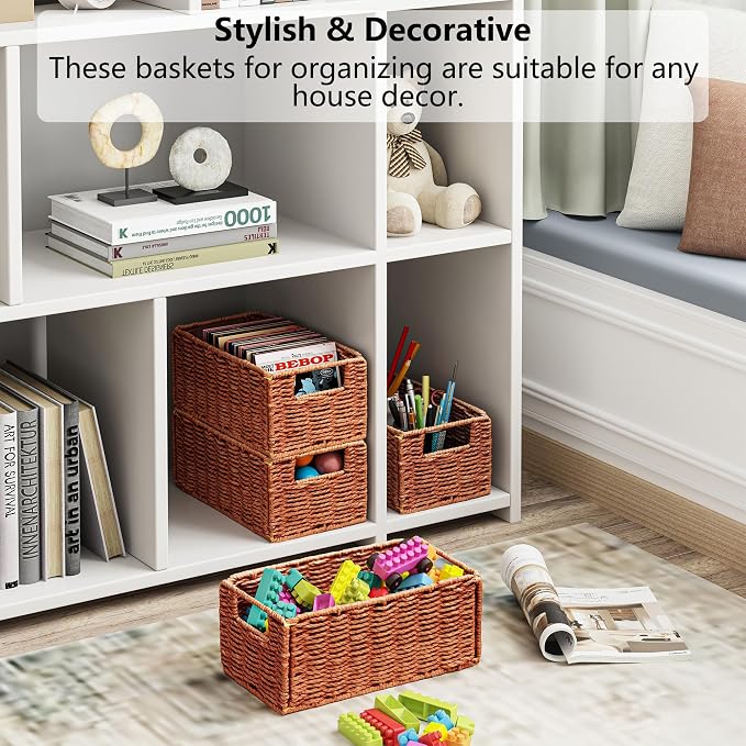 Vagusicc Wicker Storage Basket, Small Storage Baskets - Image 4