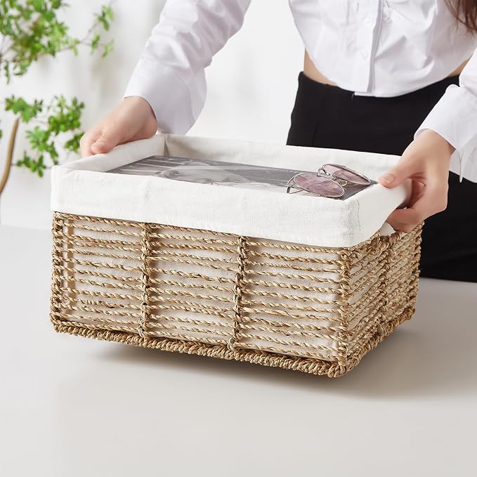 Vagusicc Wicker Storage Basket, 6 Pack Seagrass Baskets - Image 3
