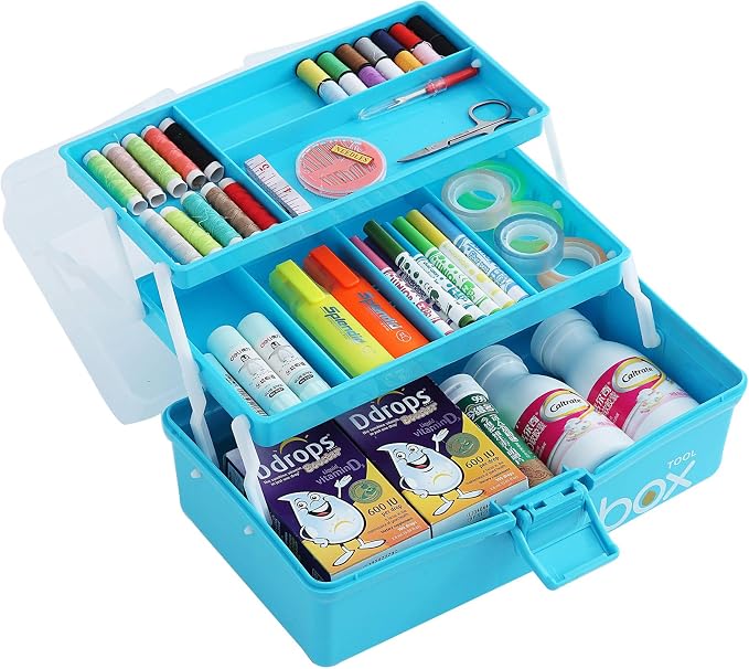 Sunxenze 12'' Three-Layer Clear Plastic Craft Storage Box, Tool Box/Sewing Box - Image 5