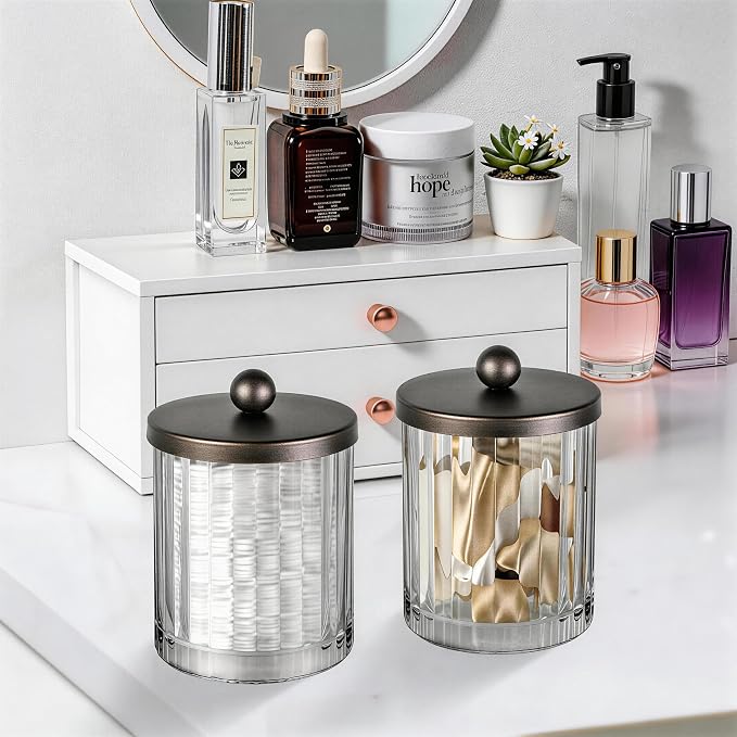 Amolliar Apothecary Jars Bathroom Vanity Storage Organizer Set, Countertop - Image 4