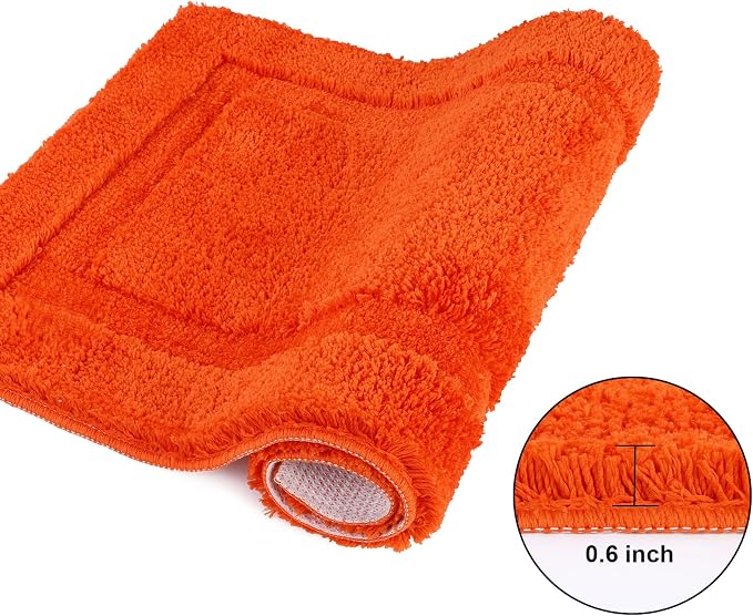 SHACOS Orange Fall Bathroom Rugs Sets 2 Piece 20x32 + 16x24 inch, Non Slip Bath - Image 6