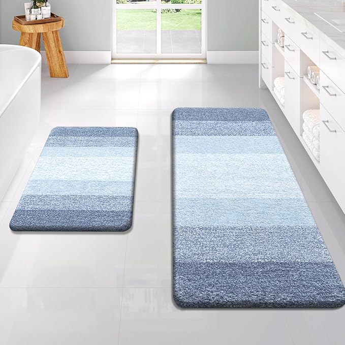 OLANLY Bathroom Rug Set 2 Piece, Soft Absorbent Microfiber Bath Rug Set by OLANLY