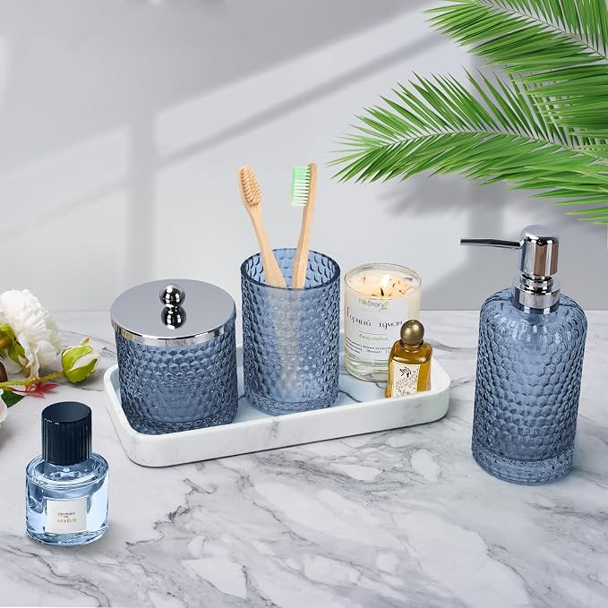 Bathroom Accessories Set, Toothbrush Holder, Qtip Holder Dispenser & Resin - Image 6