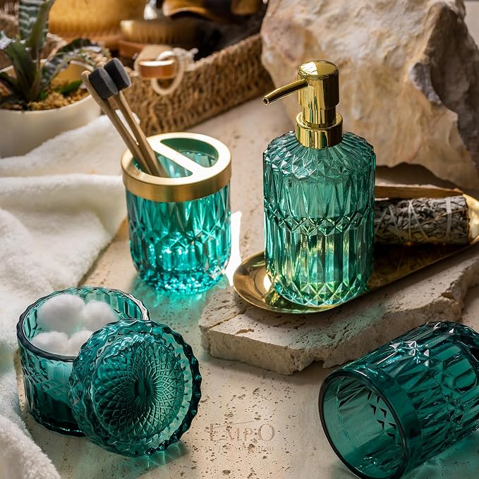 EMPO 6PCS Bathroom Clear Glass Accessories Set, Contemporary Modern Decor - Image 3
