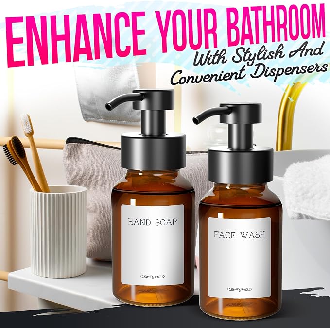 2Pcs Amber Glass Foaming Soap Dispenser - Image 7