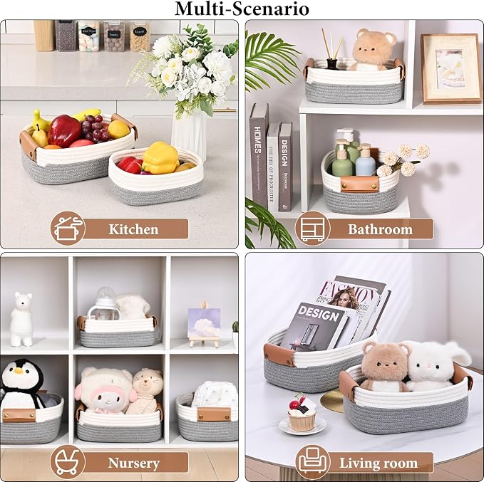 Storage Baskets for Organizing, Small Woven Basket Set of 6-4 Shelf Basket - Image 7