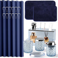 Blue Bathroom Accessories Set, Soap Dispenser, Soap Dish, Qtip Jar, Toothbrush by BSSN