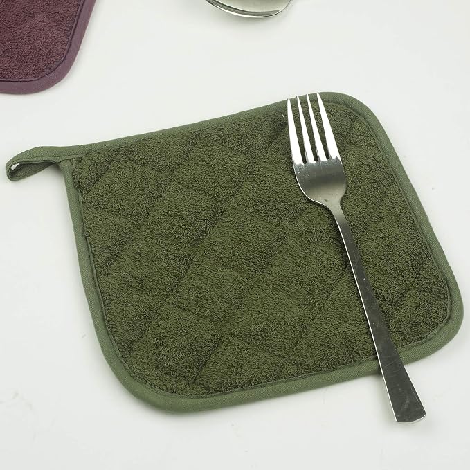 100% Cotton Kitchen Everyday Basic Terry Pot Holder Heat Resistant Coaster - Image 9