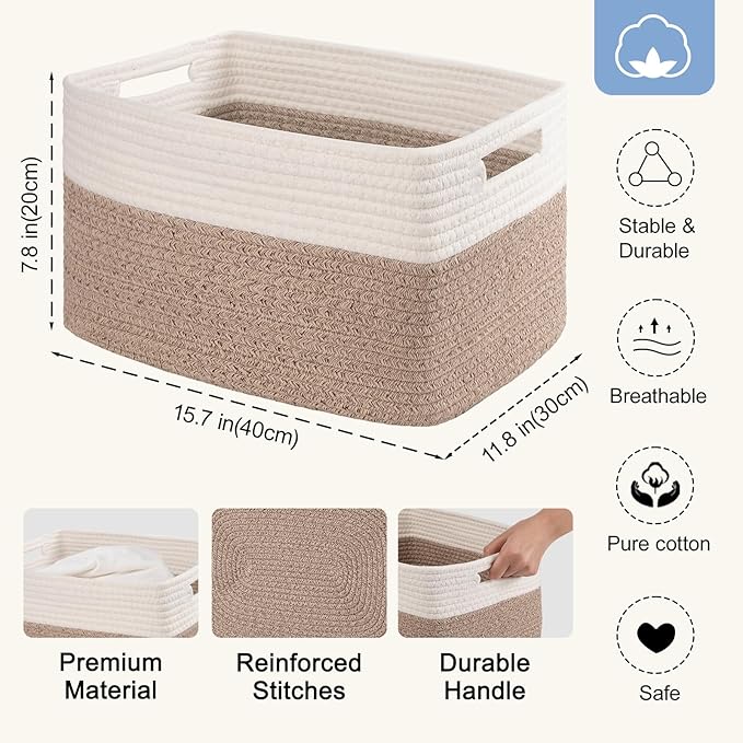4 Pack Storage Baskets for Organizing, Woven Baskets for Shelves - Image 2