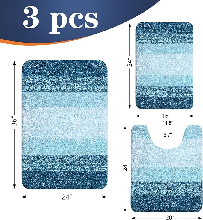 OLANLY Bathroom Rugs Sets 3 Piece, Soft Absorbent Microfiber Bath Mats and - Image 2