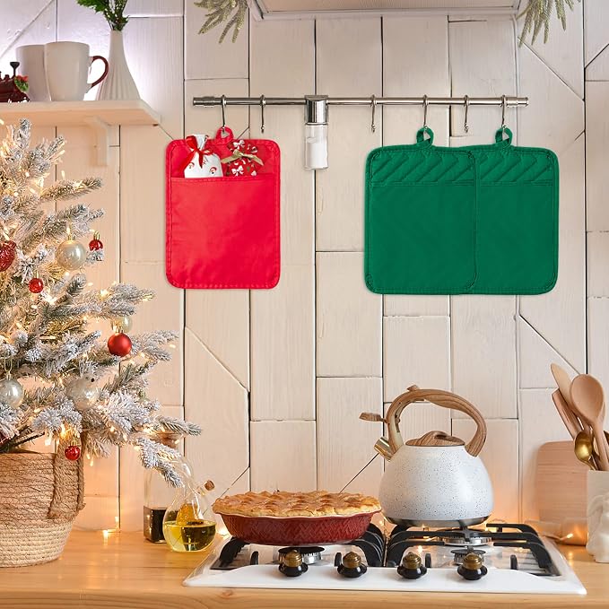 R HORSE 6Pcs Christmas Red Green Potholders - Image 5