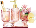 Designer Pink Glass Bathroom Accessories Sets by KUKIKAN