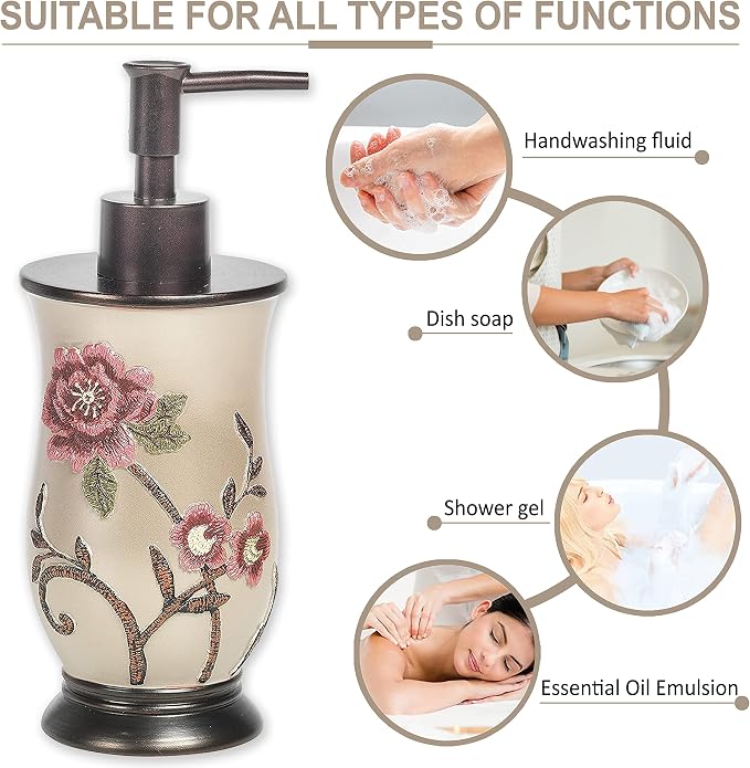 Zahari Home 4pc Larrisa Floral Bathroom Accessories Sets Modern Classic Flower - Image 3