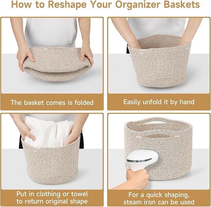 Small Rope Baskets for Storage, Baskets for Gifts Empty, Cute Round Woven Basket - Image 6
