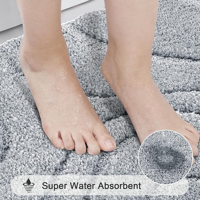 HEBE Bathroom Rugs Sets 5 Piece, Soft Absorbent Microfiber Bath Mat - Image 5