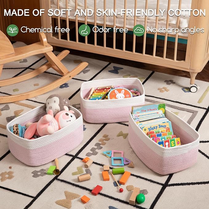 Storage Baskets for Organizing 3 Pack, Woven Baskets for Shelves, Closet - Image 3