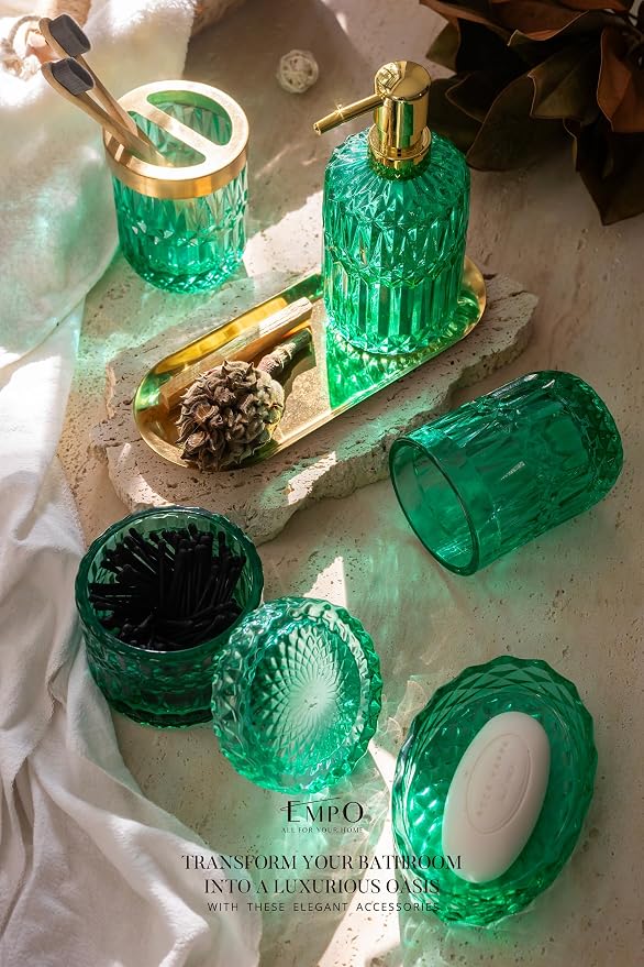 EMPO 6PCS Bathroom Clear Glass Accessories Set, Contemporary Modern Decor - Image 2