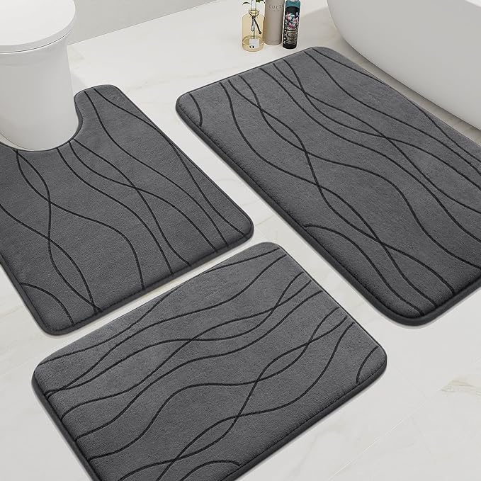 YIHOUSE Memory Foam Bathroom Rug Set, 3 Pieces by YIHOUSE