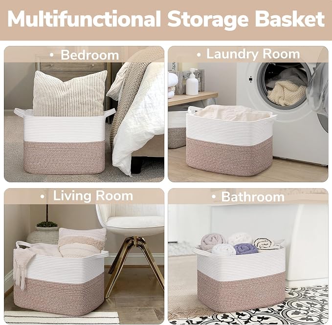 Goodpick Woven Baskets for Organizing, Rectangle Toy Baskets Storage Kids - Image 6