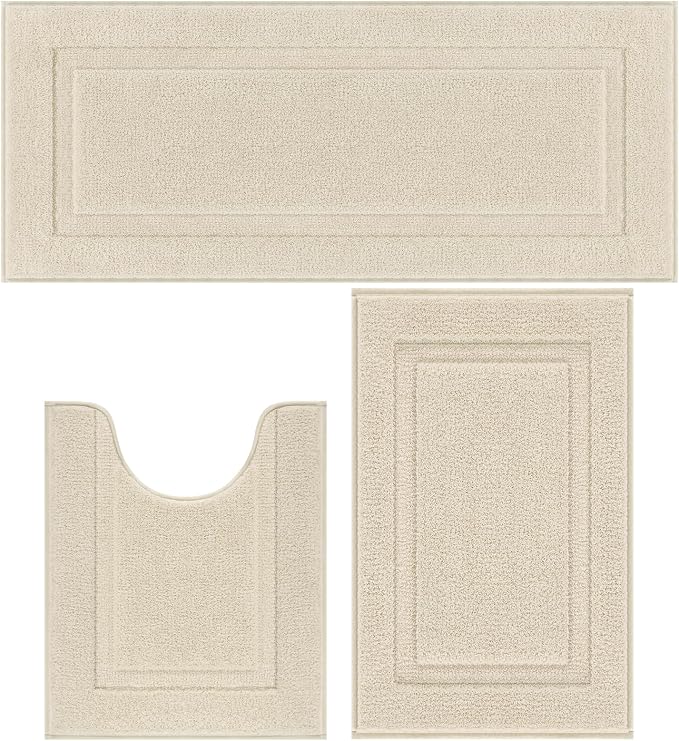 SHACOS Soft Fluffy Bathroom Runner Rugs Set of 3 Bath Mats by SHACOS