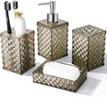 Brown Bathroom Accessories Set, 4 Pack Acrylic Bath Accessory Sets Complete by RYTOXILOBrightenUpYourHome