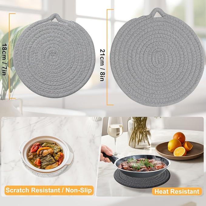 8" Trivets for Hot Dishes, 6 Pack Hot Pads for Kitchen Counter & Dining Table - Image 8