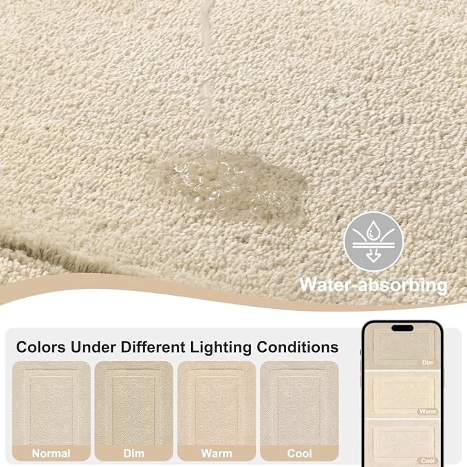 SHACOS Soft Fluffy Bathroom Runner Rugs Set of 3 Bath Mats - Image 6