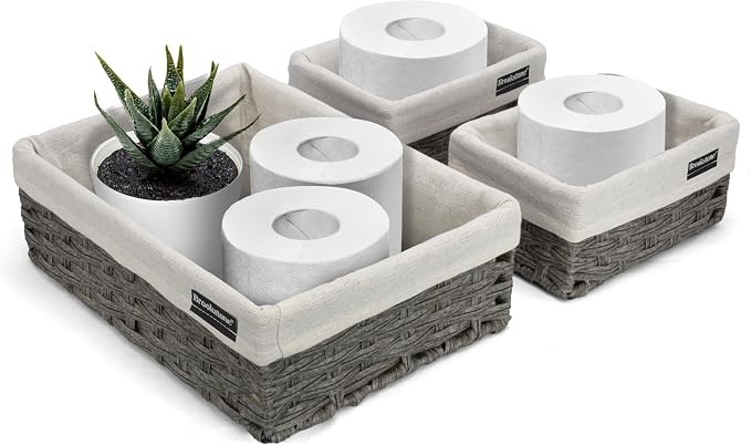 Brookstone Wicker Shelf Storage Basket Decorative Shelf Bin, bathroom - Image 3